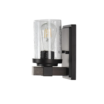 Bungalow Iron/Seeded Glass Rustic Farmhouse LED Vanity Light - JONATHAN Y